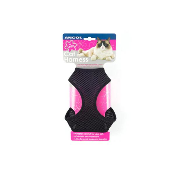 Ancol Soft Mesh Harness & Lead for Cats (Black)