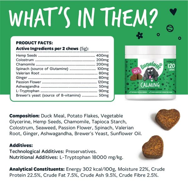Bugalugs Calming Supplement Chews for Dogs