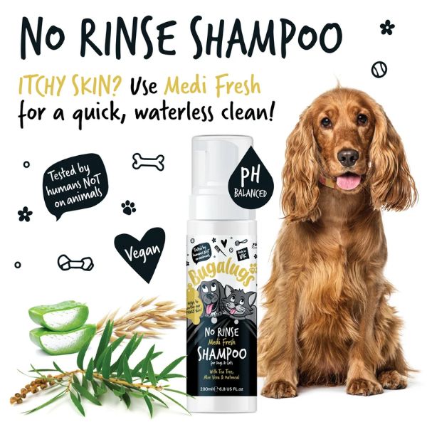 Bugalugs No Rinse Medi Fresh Shampoo for Dogs & Cats (200ml)
