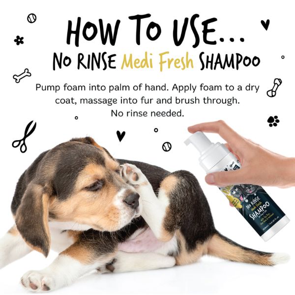 Bugalugs No Rinse Medi Fresh Shampoo for Dogs & Cats (200ml)