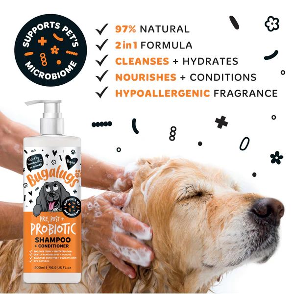 Bugalugs Pre, Post + Probiotic Shampoo & Conditioner for Dogs (250ml)