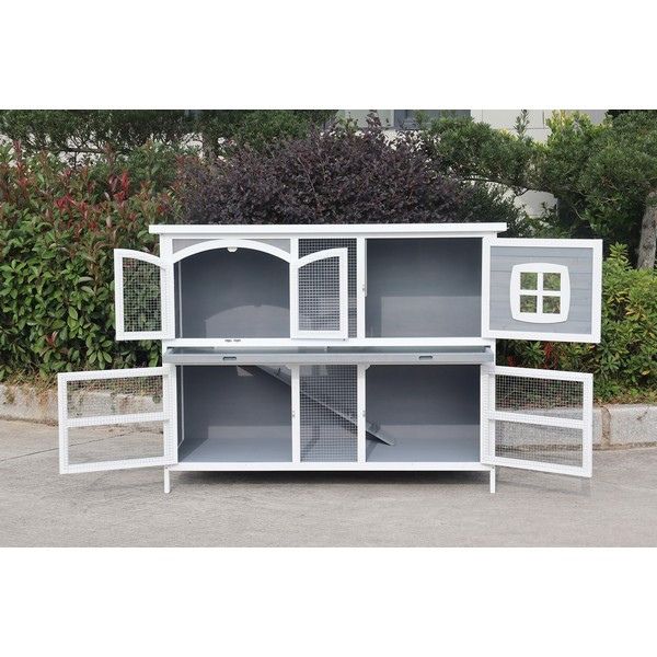 Harrisons Ravenglass Double Rabbit Hutch (Soft Grey)