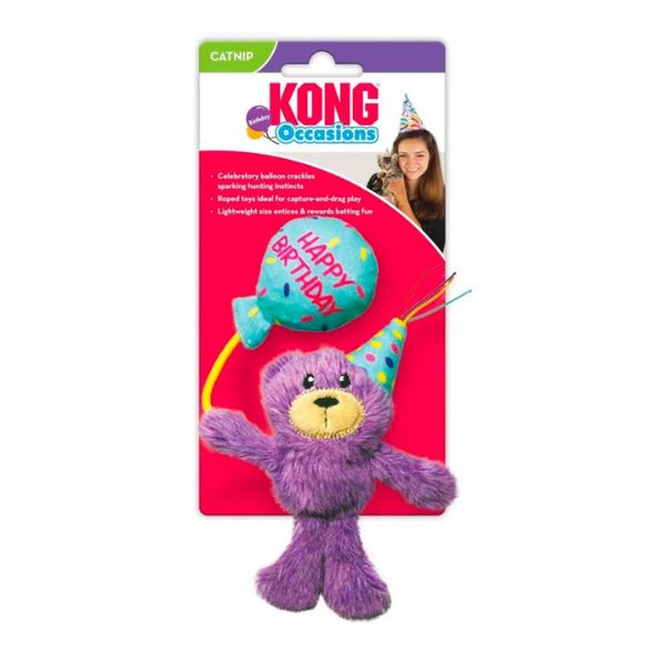 KONG Occasions Birthday Teddy Cat Toy