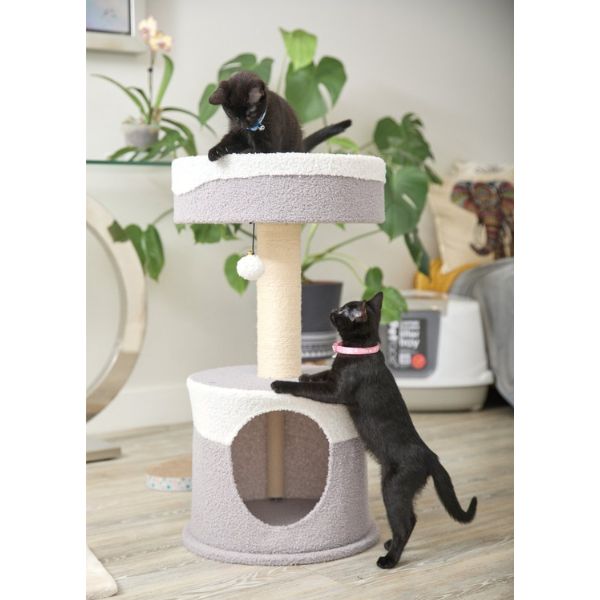 Petface Teddy Fleece Cat Hide with Scratch Post and Platform Bed