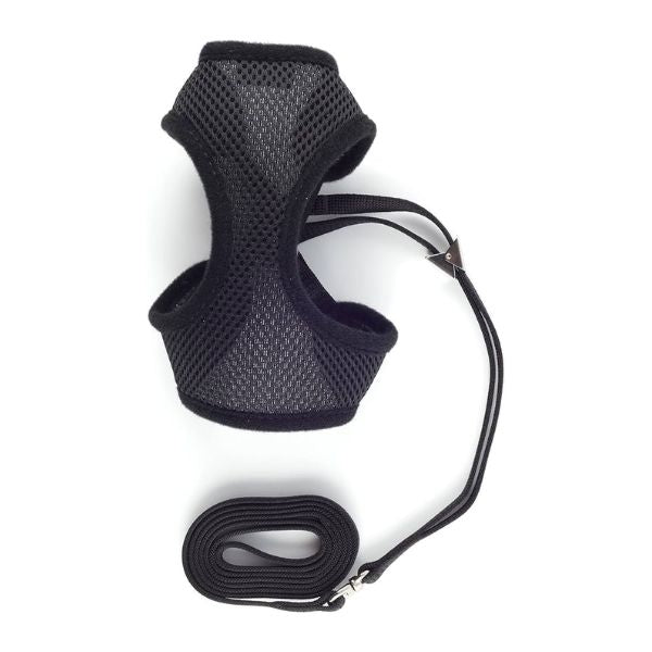 Ancol Soft Mesh Harness &amp; Lead for Cats (Black)