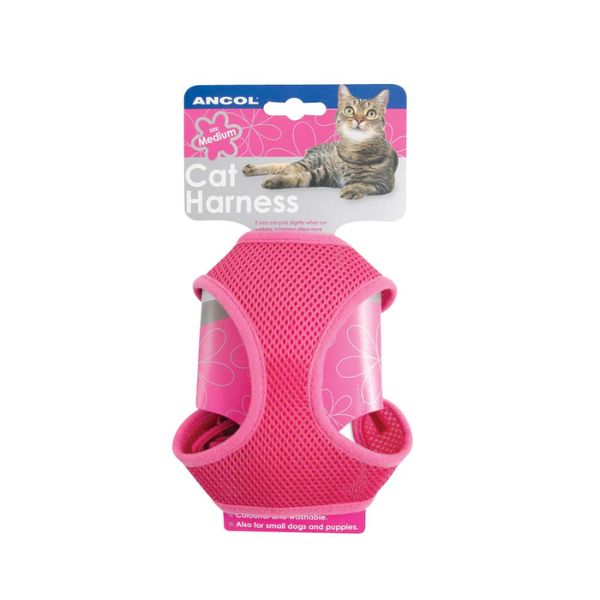 Ancol Soft Mesh Harness &amp; Lead For Cats (Pink)