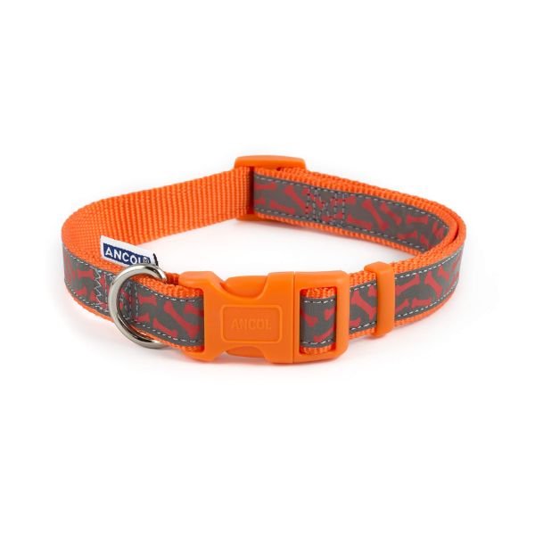 Ancol Reflective Bone Collar - Orange 20 - 30CM