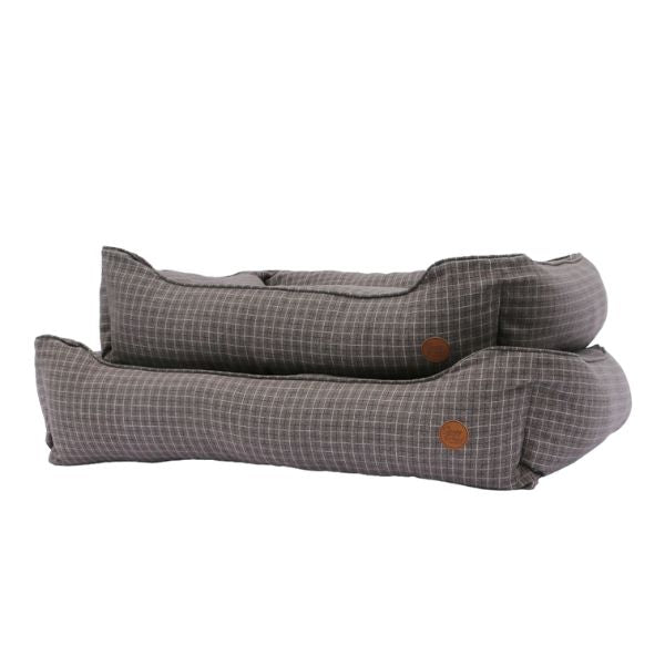 Ancol Sleepy Paws Check Square Bed - Grey