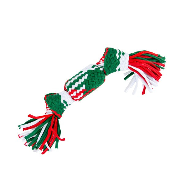 Ancol Squeaky Christmas Cracker Rope Dog Toy