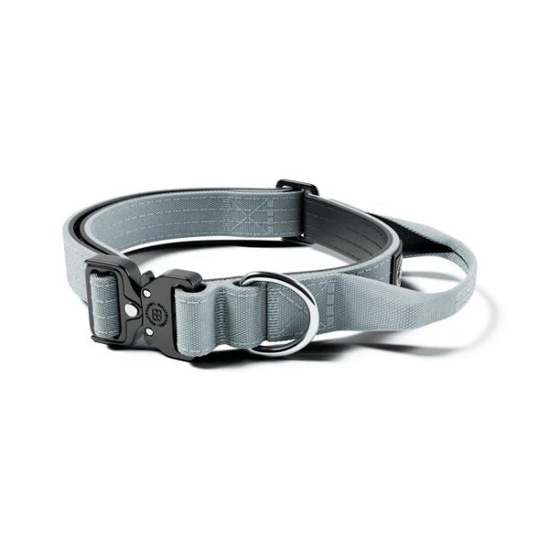 Bully Billows 2.5cm Combat Collar with Handle and Rated Clip Metal Grey (XS - M)