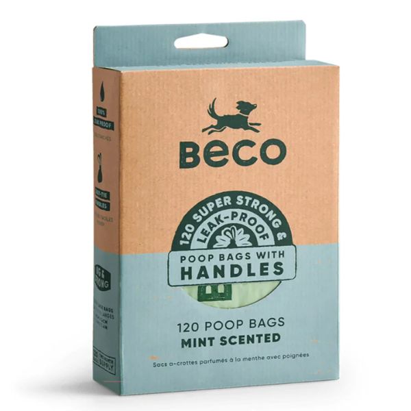 Beco Mint Scented Recycled Poop Bags with Handles