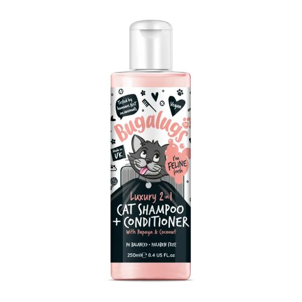 Bugalugs 2 In 1 Shampoo for Cats Papaya &amp; Coconut (500ml)