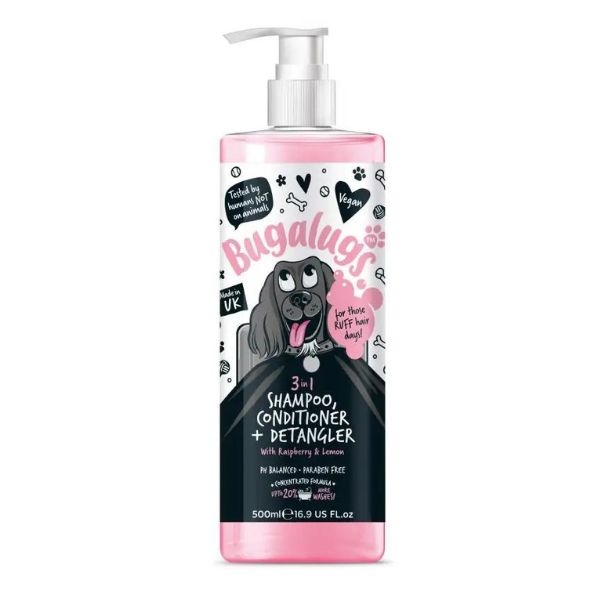 Bugalugs 3 In 1 Shampoo, Conditioner &amp; Detangler - Raspberry &amp; Lemon