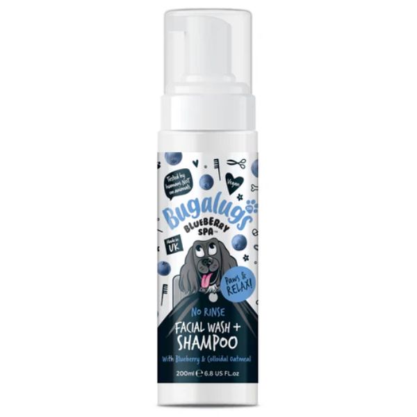Bugalugs Blueberry Spa No Rinse Facial Wash & Shampoo for Dogs (200ml)