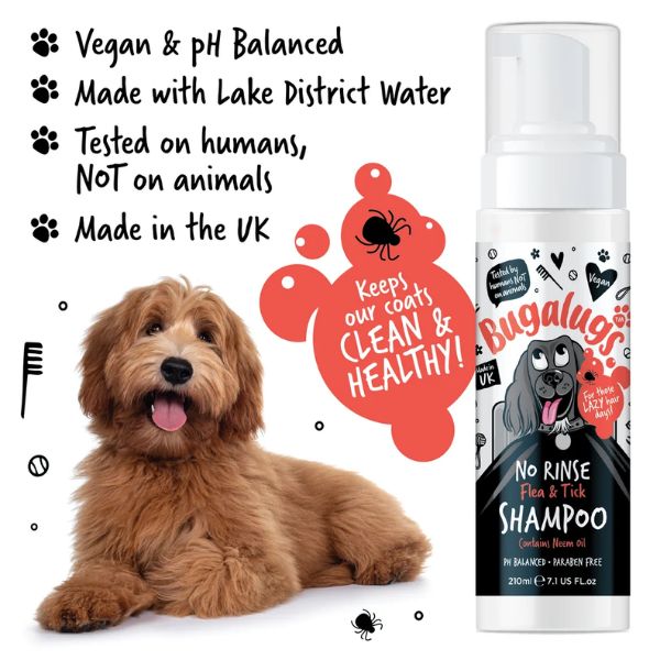 Bugalugs No Rinse Flea & Tick Shampoo for Dogs (210ml)