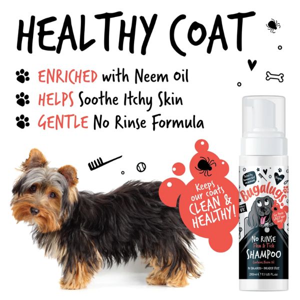 Bugalugs No Rinse Flea & Tick Shampoo for Dogs (210ml)