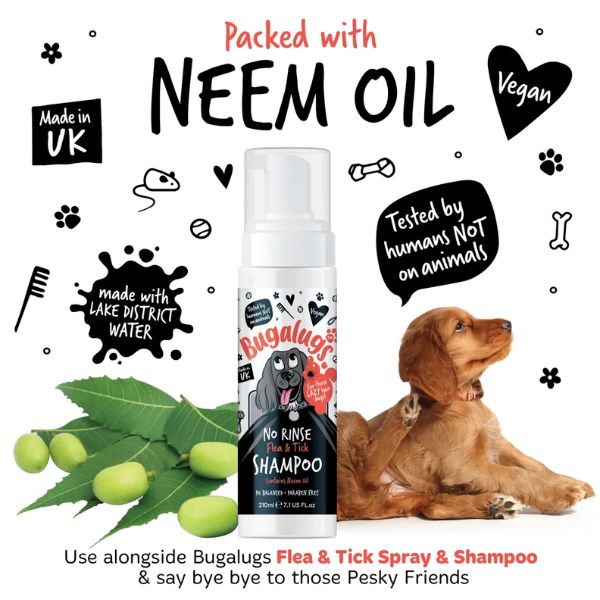Bugalugs No Rinse Flea &amp; Tick Shampoo for Dogs (210ml)