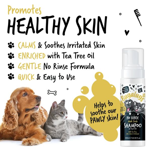 Bugalugs No Rinse Medi Fresh Shampoo for Dogs & Cats (200ml)
