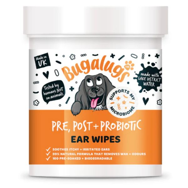 Bugalugs Pre, Post + Probiotic Ear Wipes for Dogs