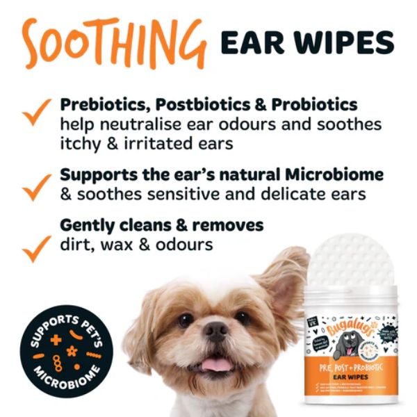Bugalugs Pre, Post + Probiotic Ear Wipes for Dogs