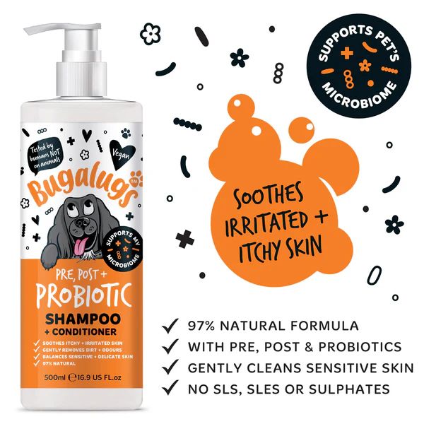 Bugalugs Pre, Post + Probiotic Shampoo & Conditioner for Dogs (250ml)