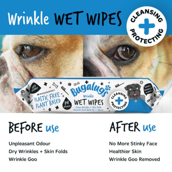 Bugalugs Wrinkle Wet Wipes for Dogs & Cats