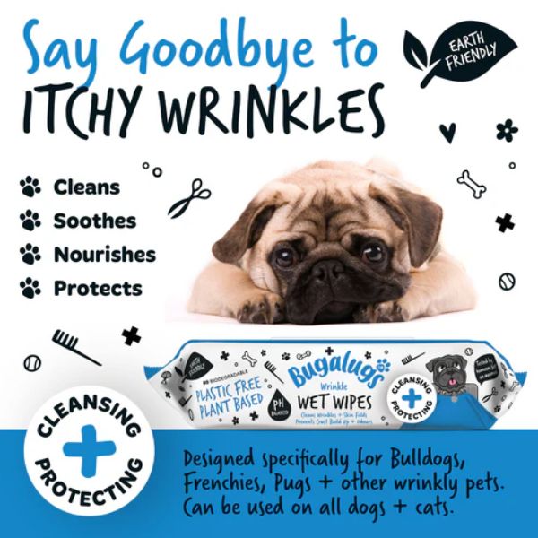 Bugalugs Wrinkle Wet Wipes for Dogs & Cats