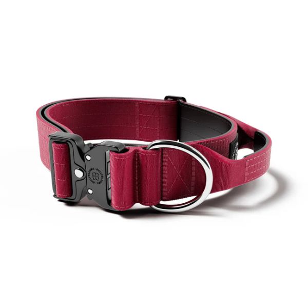 BullyBillows 5cm Combat Collar with Handle &amp; Rated Clip (Burgundy)