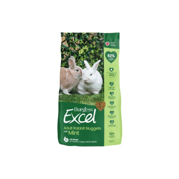 Burgess Excel Light Rabbit Nuggets With Mint - 1.5KG