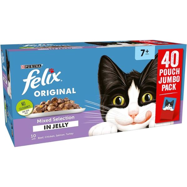 FELIX Original Senior Mixed Selection in Jelly Wet Cat Food - 40x100g