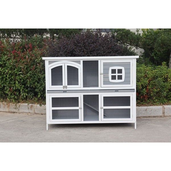 Harrisons Ravenglass Double Rabbit Hutch (Soft Grey)