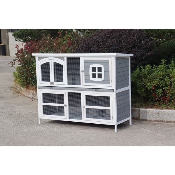 Harrisons Ravenglass Double Rabbit Hutch (Soft Grey)