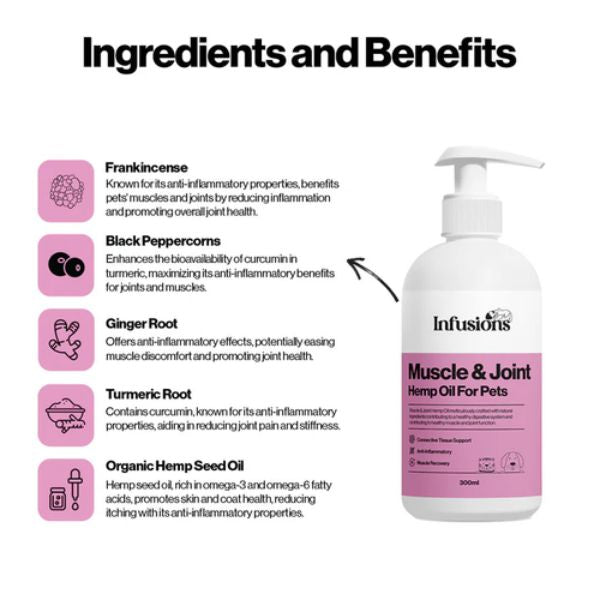 Infusions Muscle &amp; Joint Hemp Oil for Pets (300ml)