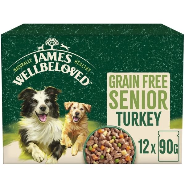 James Wellbeloved Senior Turkey in Gravy Grain Free Wet Dog Food Pouches (12x90G)