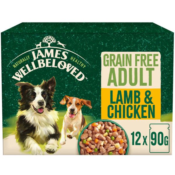 James Wellbeloved Adult Grain Free Wet Dog Food Pouches (12x90g)