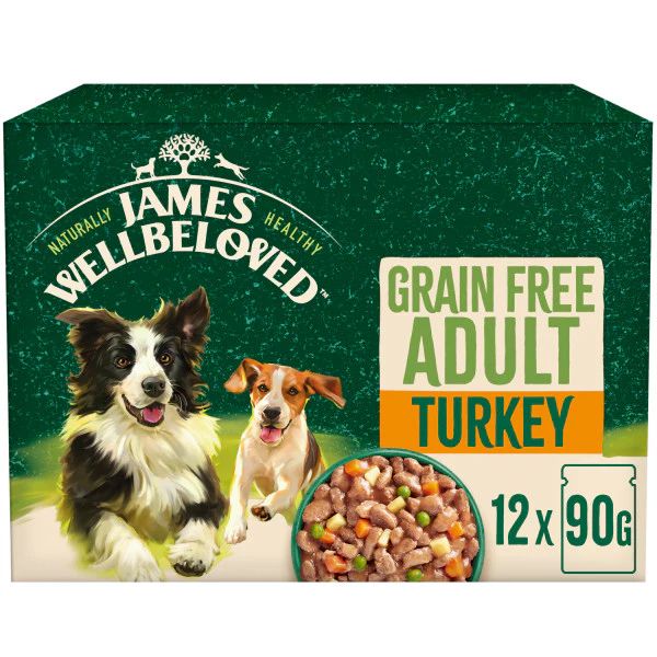 James Wellbeloved Adult Grain Free Wet Dog Food Pouches (12x90g)