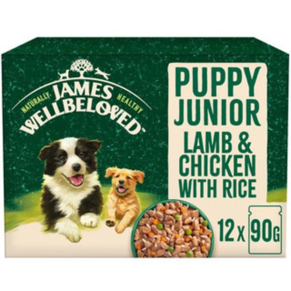 James Wellbeloved Puppy Junior Pouches (12X90G)