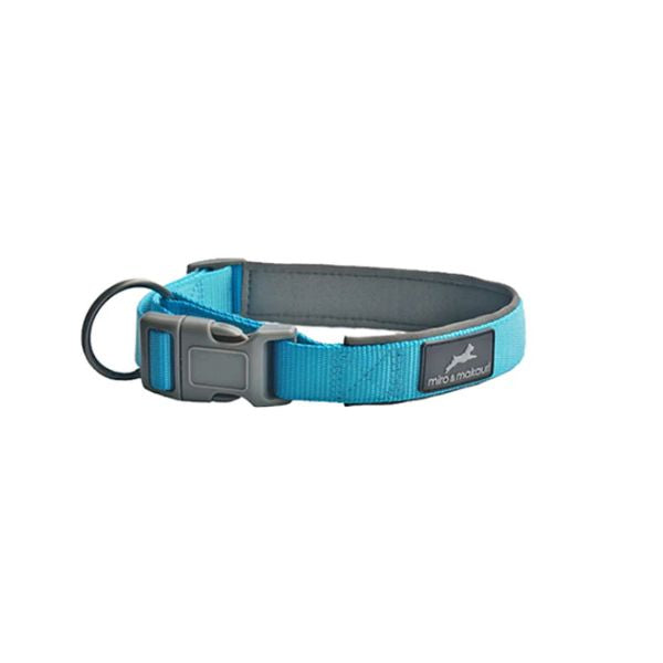 Miro &amp; Makauri Neoprene Padded Dog Collar (Aqua Blue)