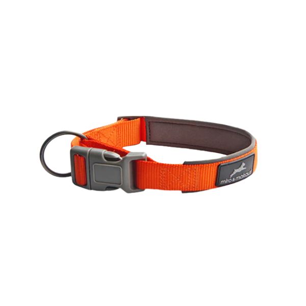 Miro &amp; Makauri Neoprene Padded Dog Collar (Orange)