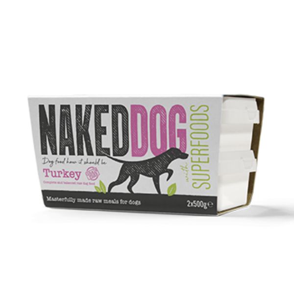 Naked Dog Superfoods turkey packaging  on a white background