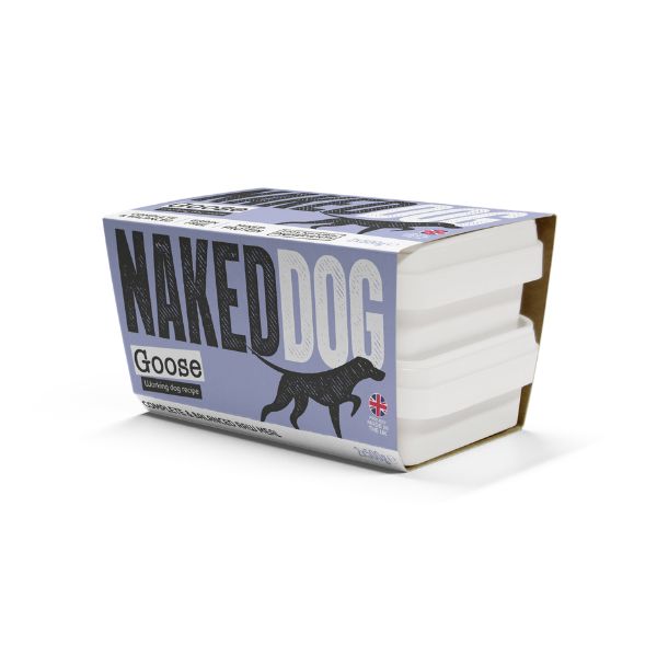Box of Naked Dog Goose raw dog food with a white background