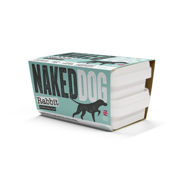 Box of Naked Dog Rabbit raw dog food on a white background