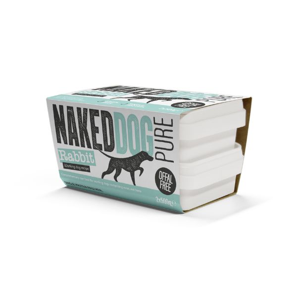 Naked Dog Rabbit pure dog food packaging on a white background