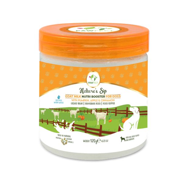 Pawfect Nature's Sip Goat Milk Powder with Pumpkin, Apple, Cinnamon &amp; Pumpkin Seeds for Dogs