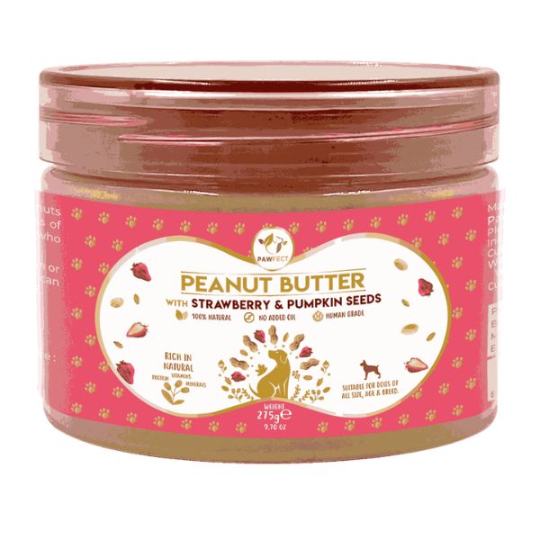 Pawfect Peanut Butter with Strawberry &amp; Pumpkin Seeds for Dogs &amp; Puppies