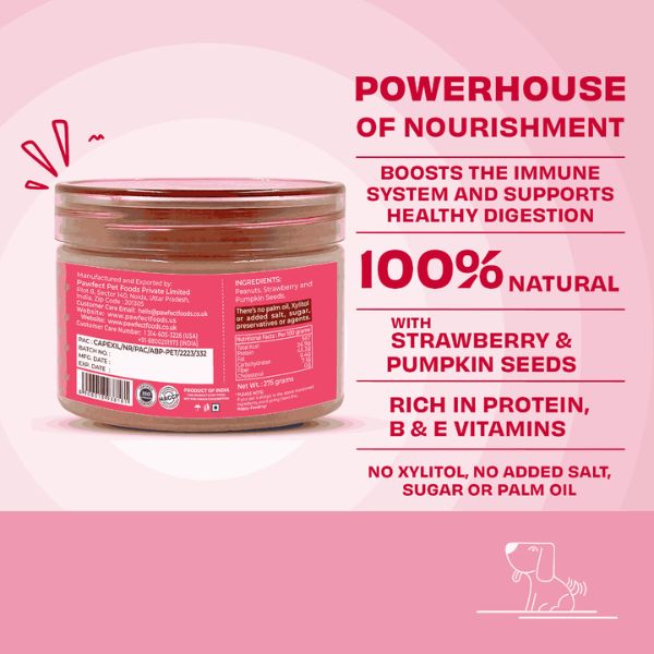 Pawfect Peanut Butter with Strawberry & Pumpkin Seeds for Dogs & Puppies