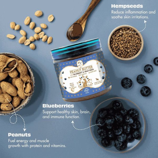 Pawfect Peanut Butter with Blueberries & Hemp Seeds for Dogs & Puppies