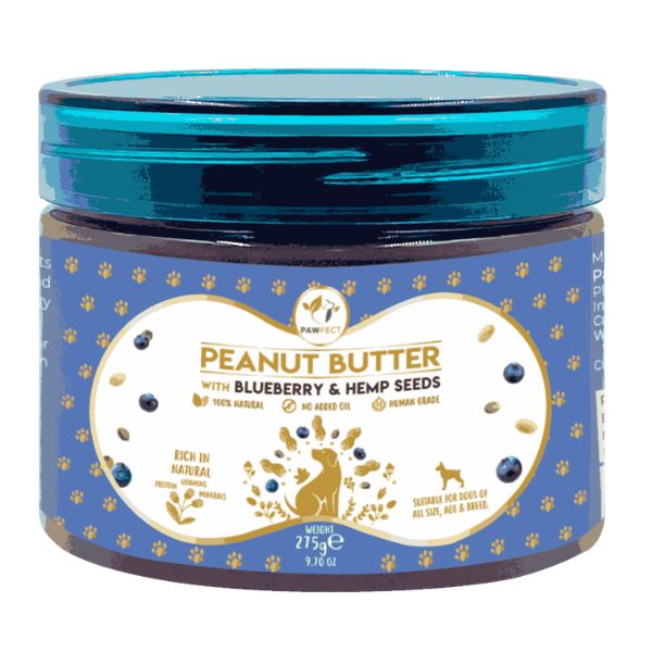 Pawfect Peanut Butter with Blueberries &amp; Hemp Seeds for Dogs &amp; Puppies