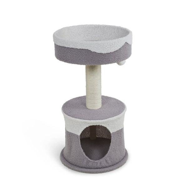 Petface Teddy Fleece Cat Hide with Scratch Post and Platform Bed