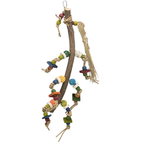 Trixie Natural Wood Bird Toy with Rattan